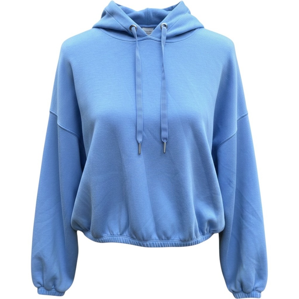 Spanx AirEssentials Cropped Hoodie Sweatshirt Blue XL Lounge Workout Lightweight